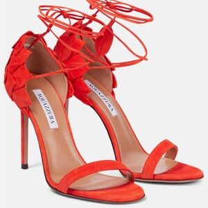 Aquazzura Vibrant Red Lace-Up Heels